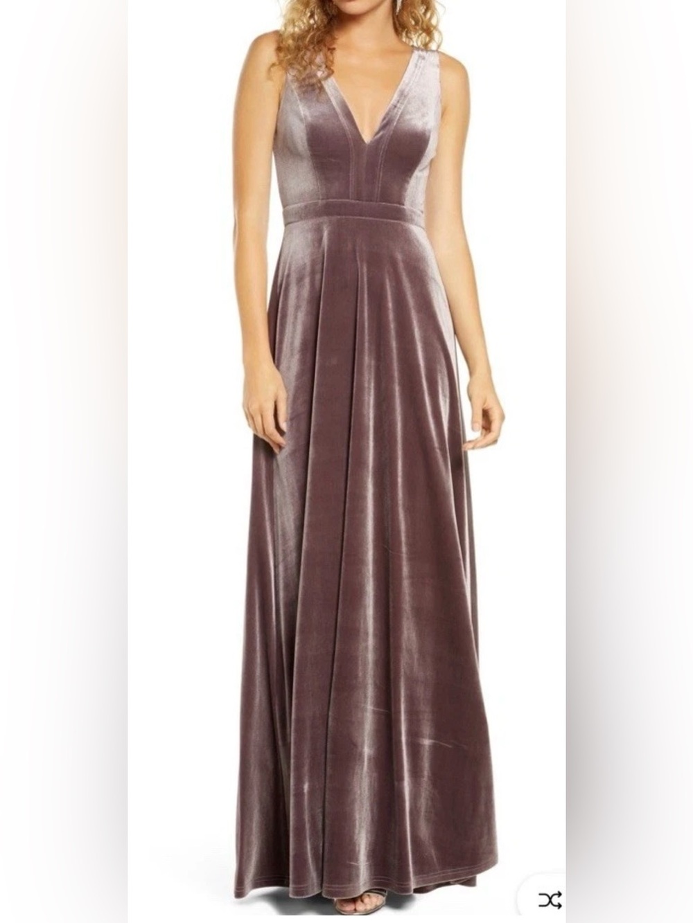 Lulus Dusty Purple Velvet V-Neck Evening Maxi Dress Formal Gown Sz 1X Boho Chic